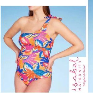 Isabel Maternity tie shoulder one piece one-shoulder swimsuit, L